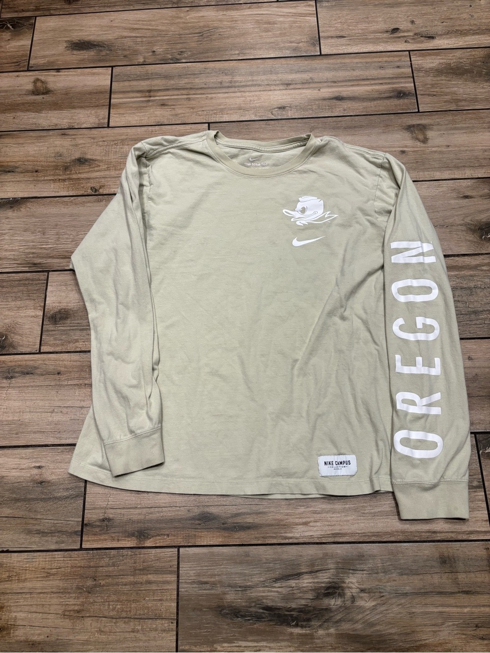 Nike Oregon Ducks Donald Duck Graphic Long Sleeve Campus Collection Tee Beige L⁠